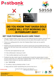 🚨 URGENT: SASSA Gold Cards will stop working soon – get your new Postbank Black Card now! 🚨